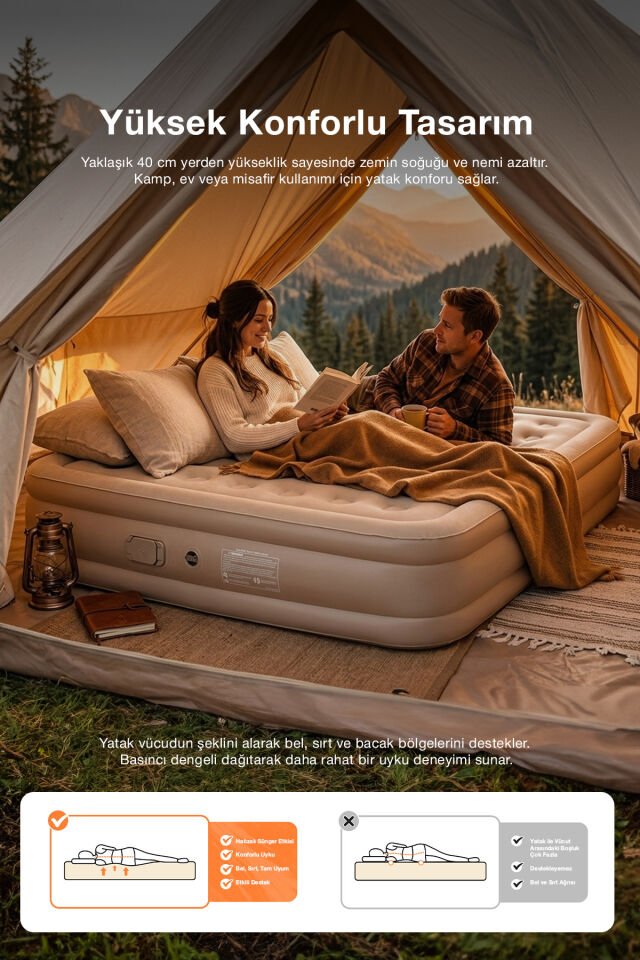 Çift Kişilik Ortopedik Şişme Yatak