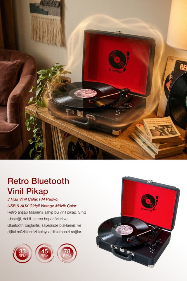 Valiz Tipi Vinil Plak Çalar