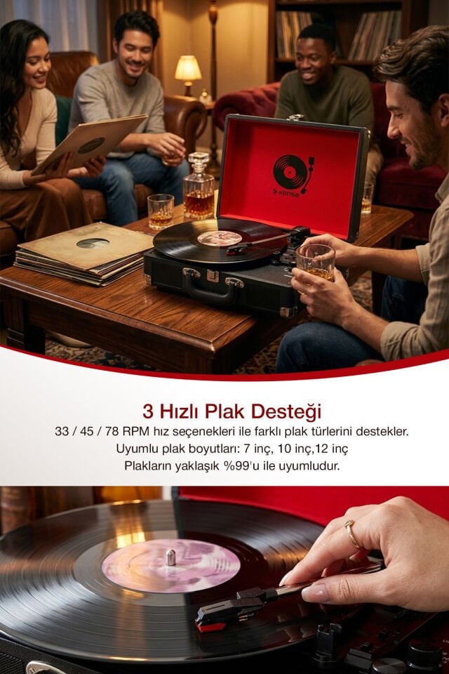 Valiz Tipi Vinil Plak Çalar