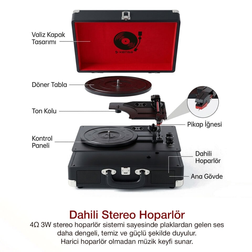 Valiz Tipi Vinil Plak Çalar