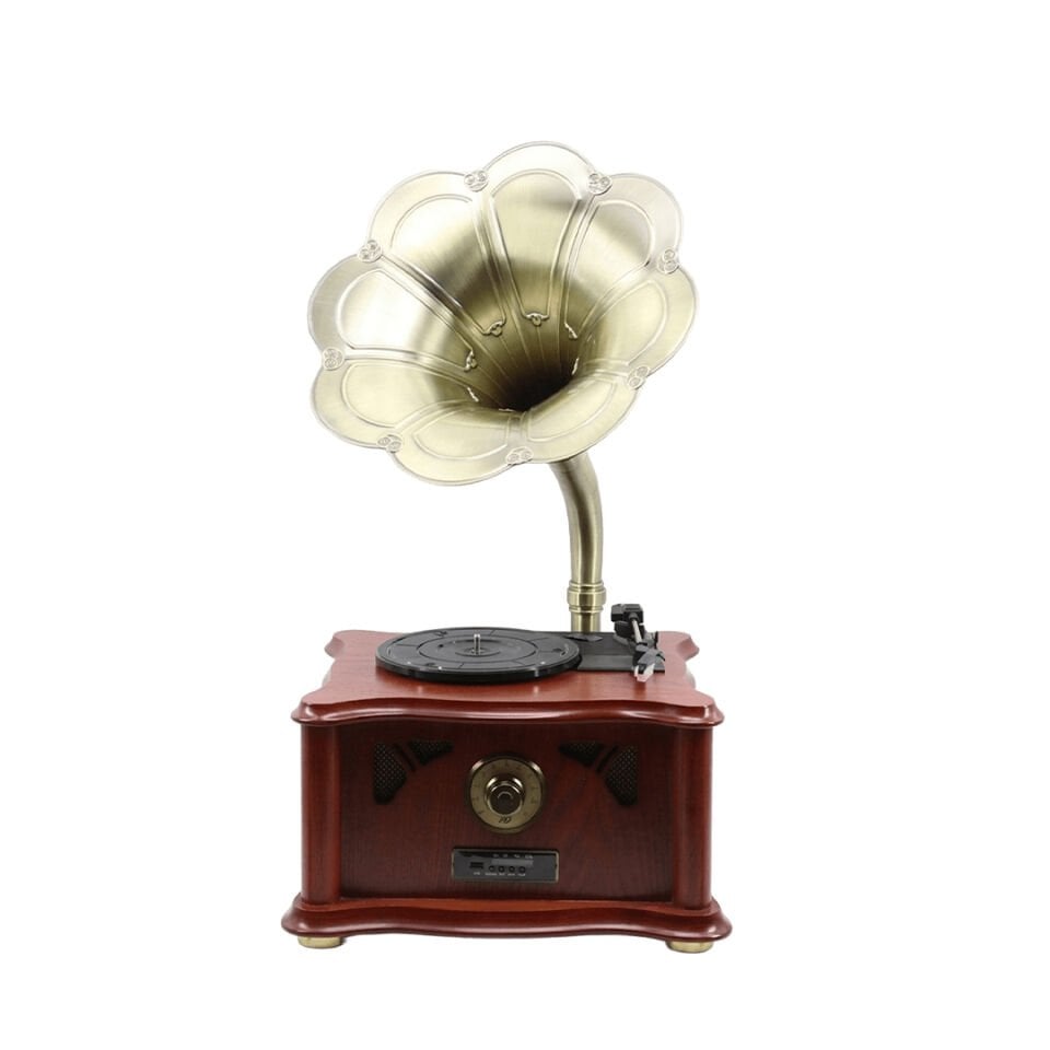 Retro Vintage Ahşap Gramofon