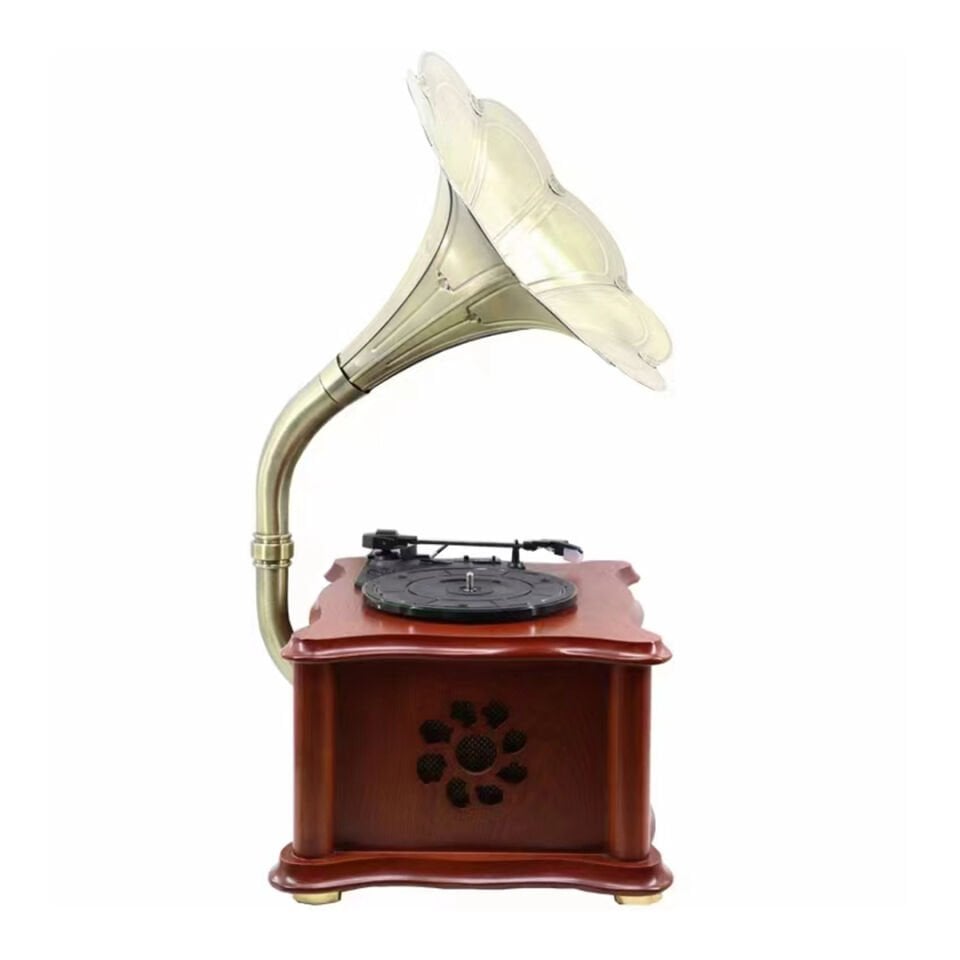 Retro Vintage Ahşap Gramofon