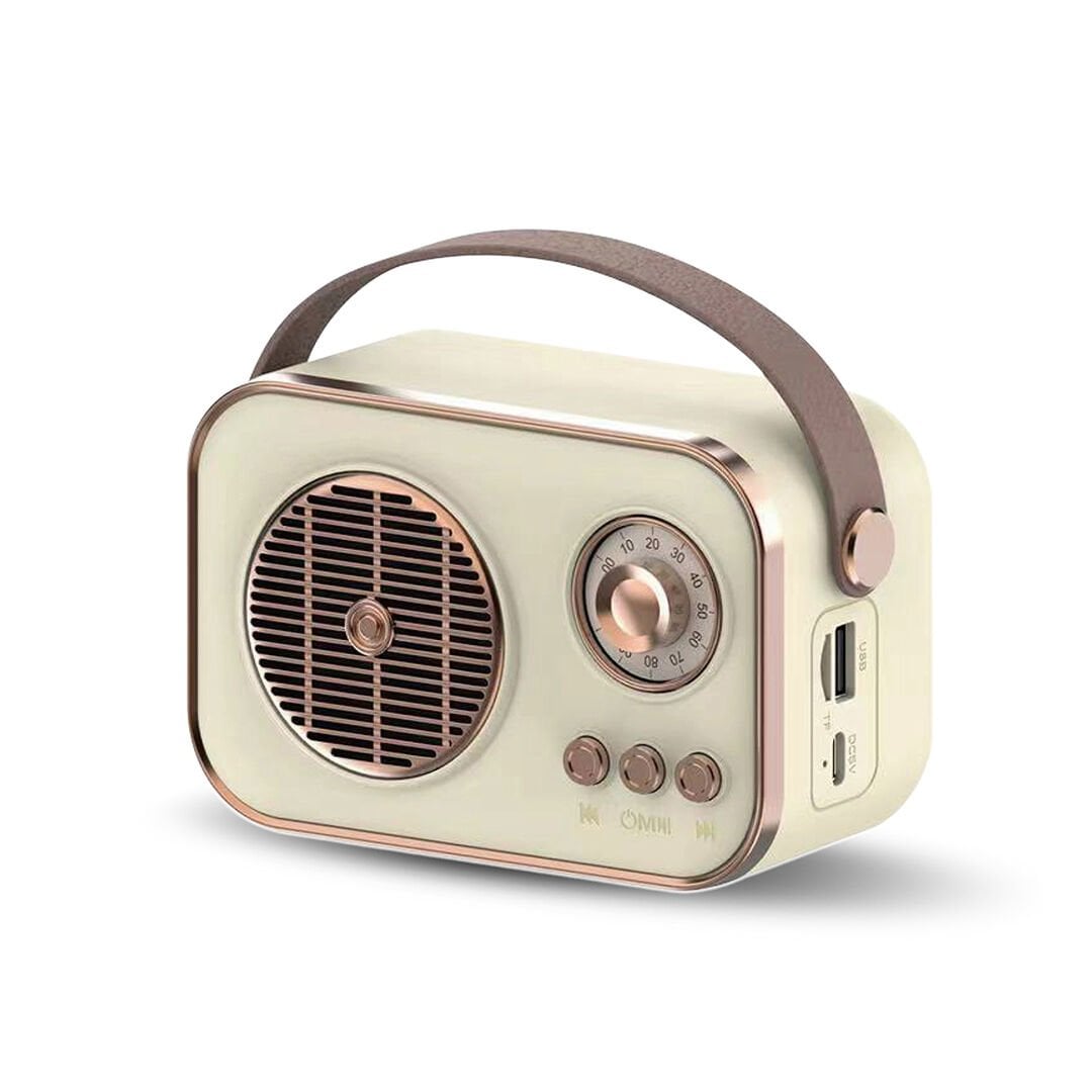 Taşınabilir FM/AM/SW Bluetooth Nostaljik Speaker Beyaz