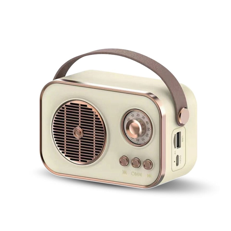 Taşınabilir FM/AM/SW Bluetooth Nostaljik Speaker Beyaz