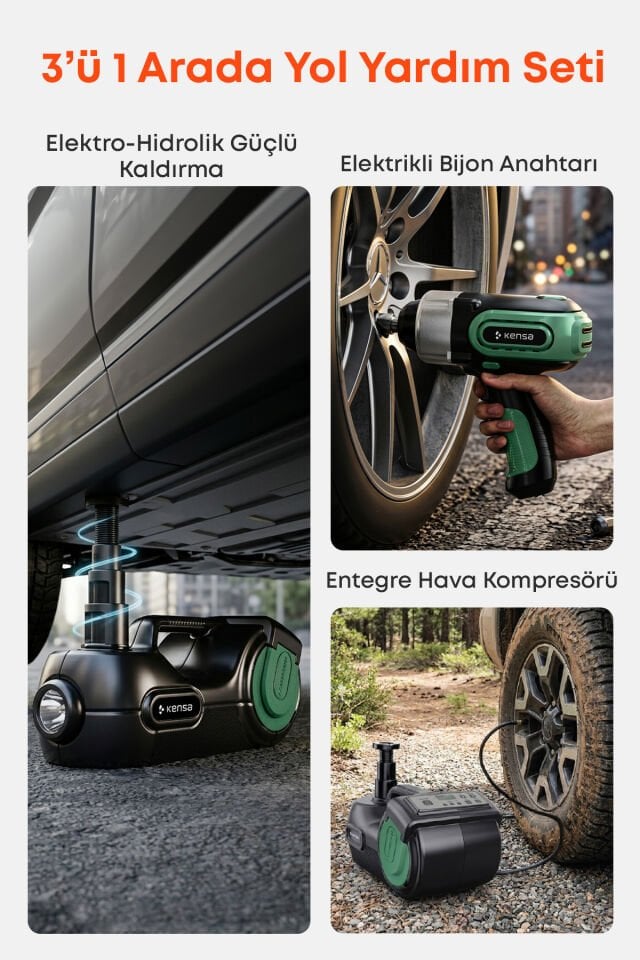 Hidrolik Kriko ve Elektrikli Bijon Anahtarı Seti