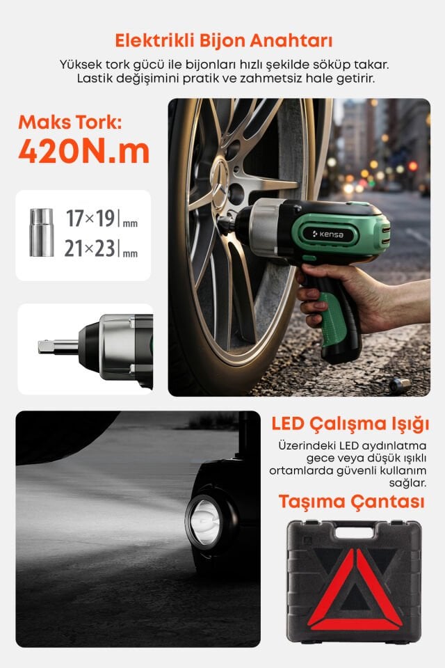 Hidrolik Kriko ve Elektrikli Bijon Anahtarı Seti