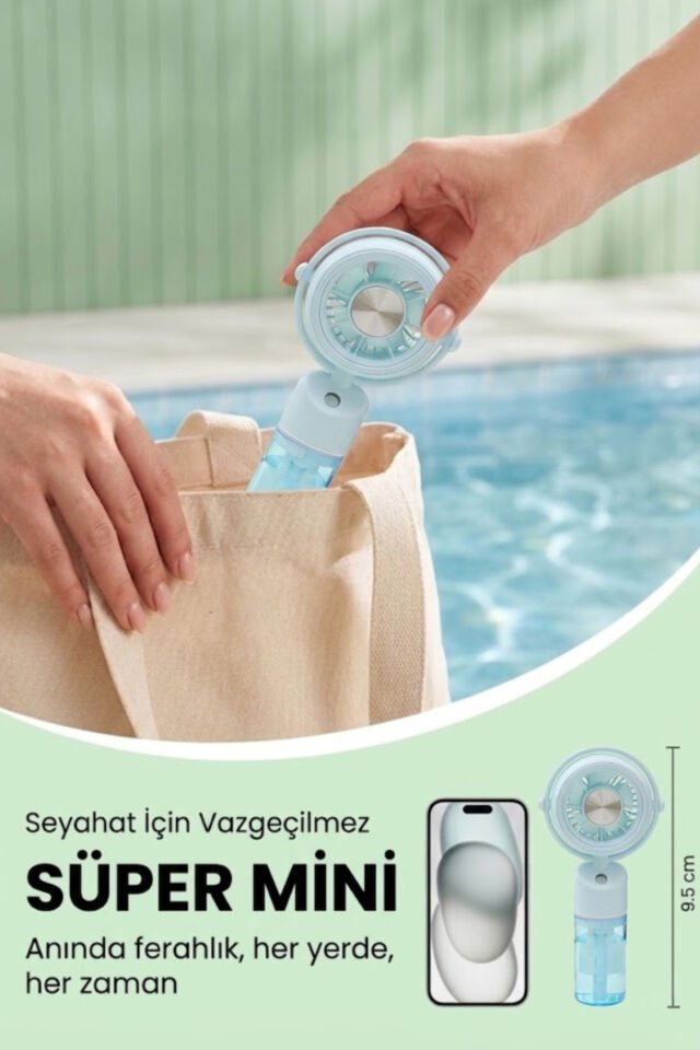 Taşınabilir Püskürtmeli Mini Vantilatör Mavi