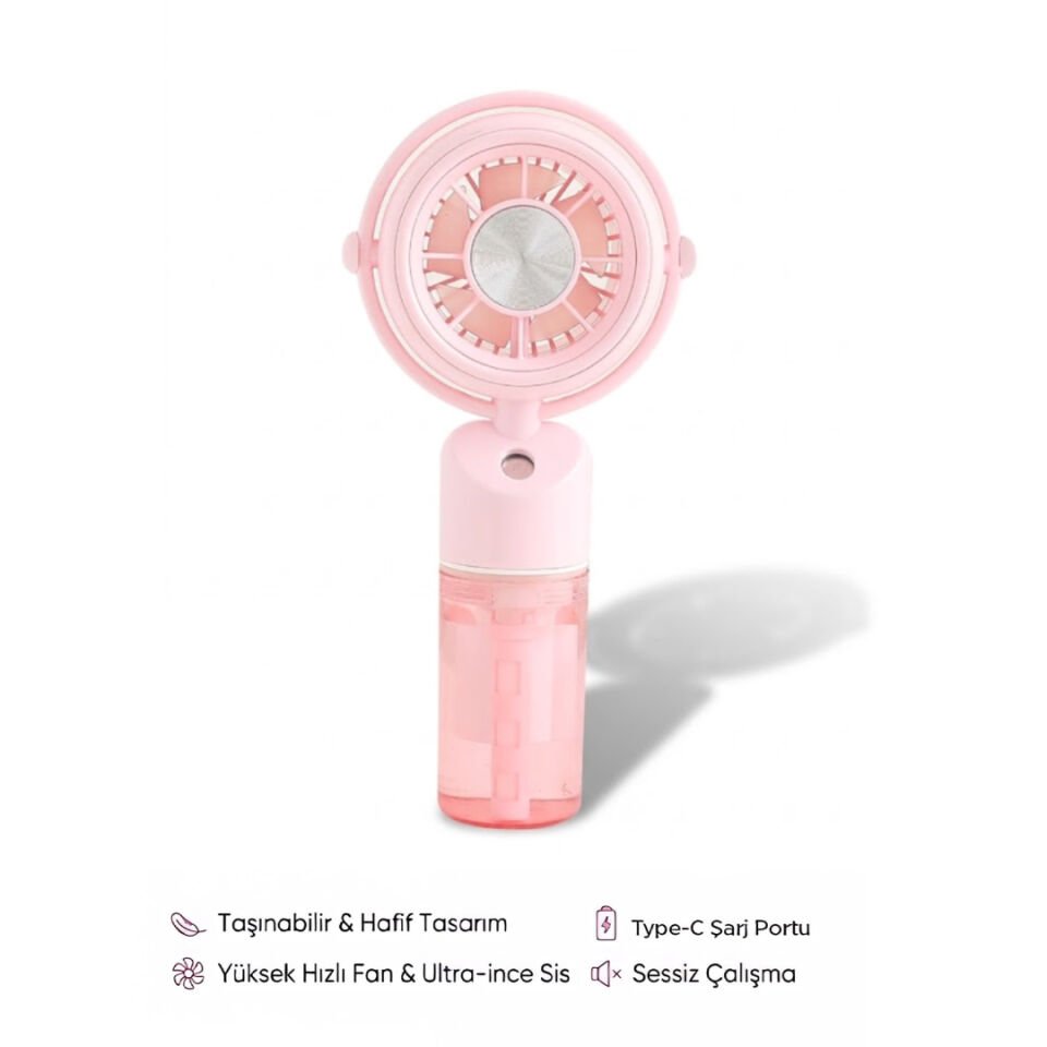 Taşınabilir Püskürtmeli Mini Vantilatör pembe