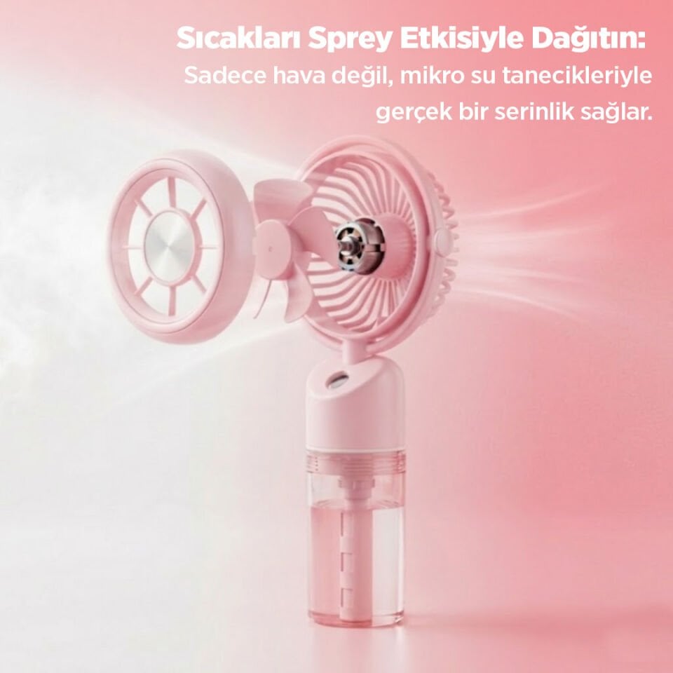 Taşınabilir Püskürtmeli Mini Vantilatör pembe