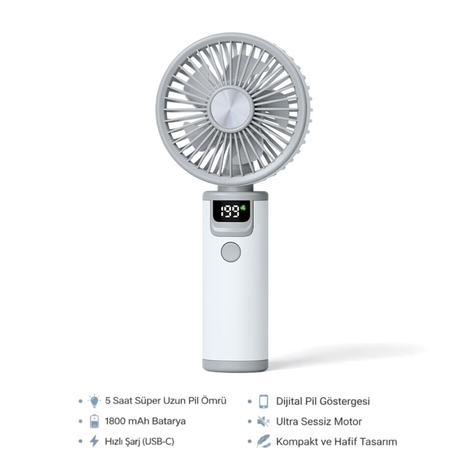 199 Hız Kademeli Fırçasız Turbo Fan Gri
