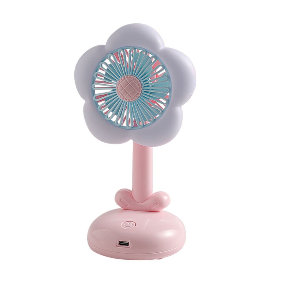 Işıklı Çiçek Tasarımlı Mini Fan pembe