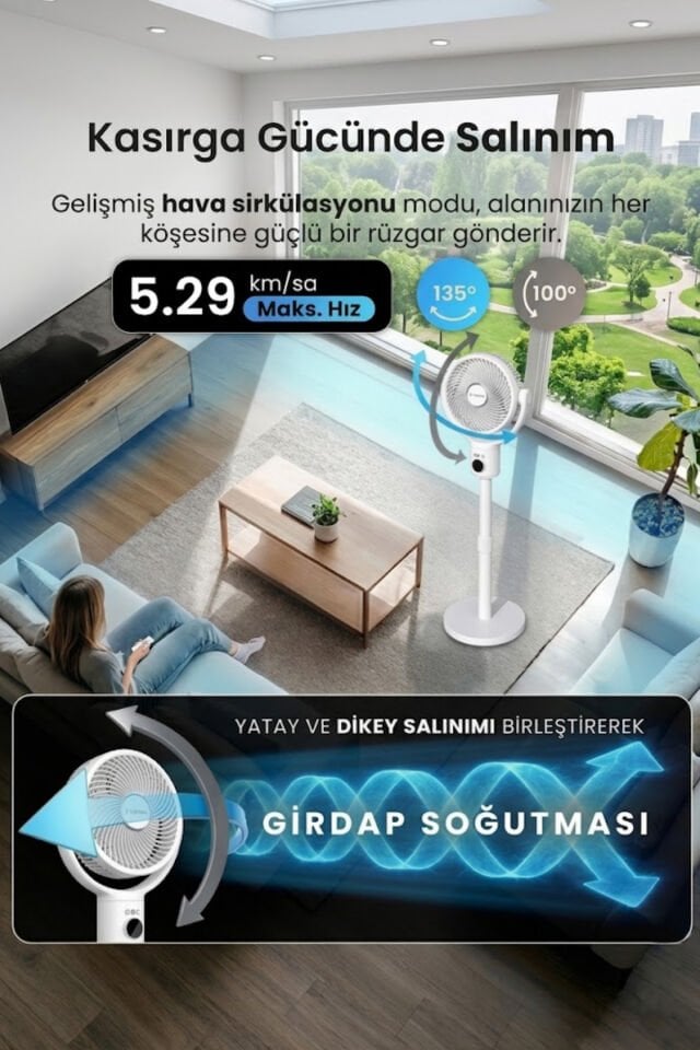 10.000 mAh Bataryalı Kablosuz Ayaklı Hava Sirkülasyon Fanı