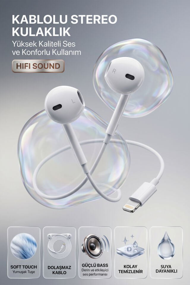 Lightning Girişli Kablolu Stereo Kulaklık