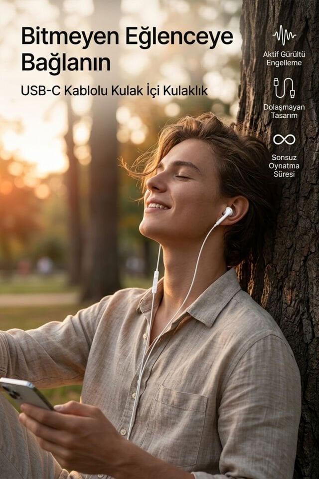 USB-C Girişli Kablolu Kulaklık