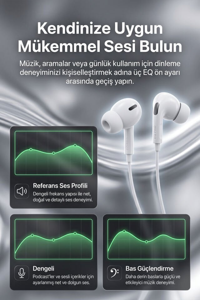 USB-C Girişli Kablolu Kulaklık