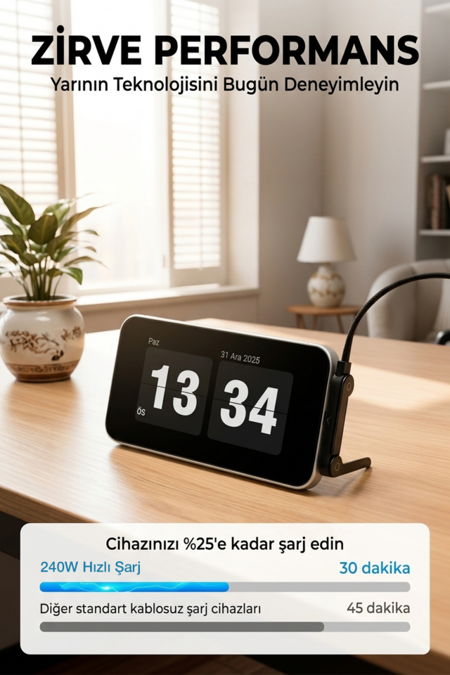 240W Ultra Hızlı Şarj ve Katlanabilir Standlı
