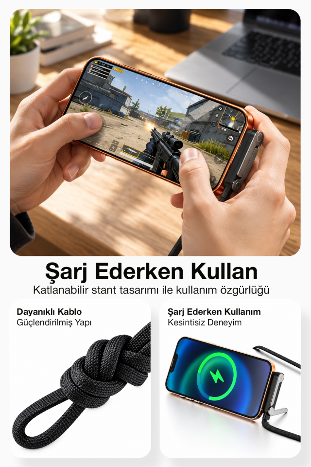 240W Ultra Hızlı Şarj ve Katlanabilir Standlı