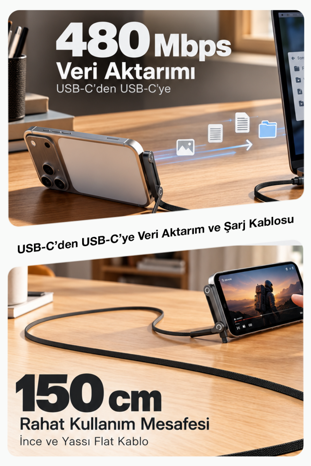 240W Ultra Hızlı Şarj ve Katlanabilir Standlı