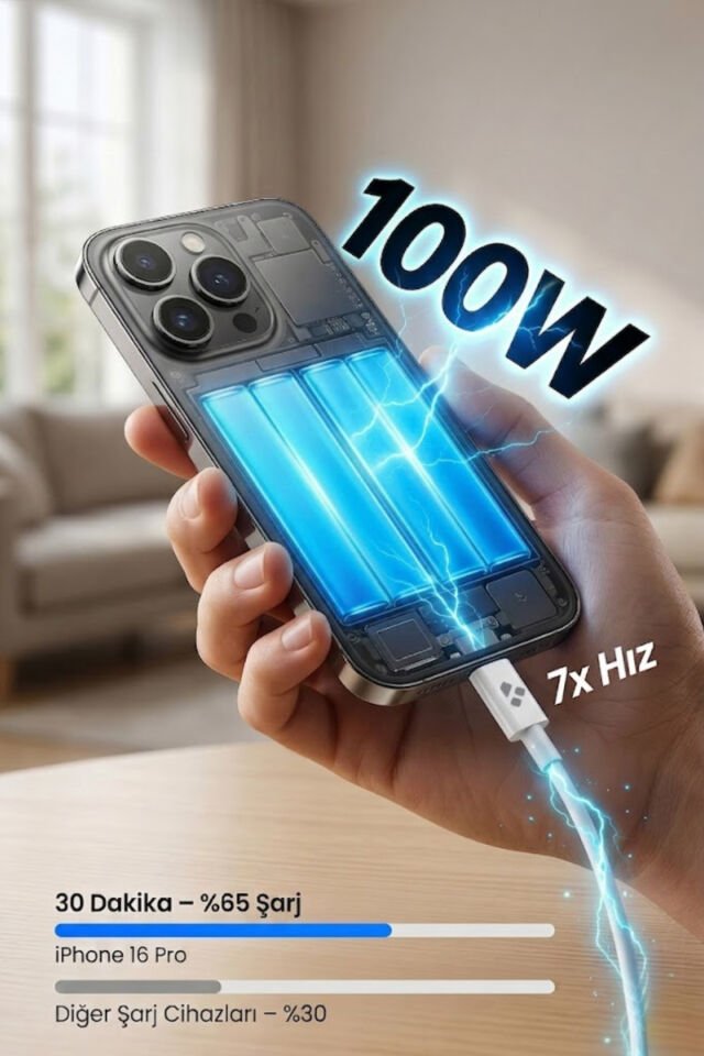 Type-C 100W PD Destekli Hızlı Şarj Kablosu
