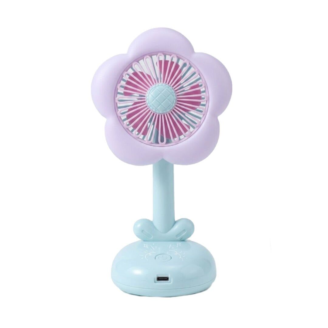 Işıklı Çiçek Tasarımlı Mini Fan Mavi