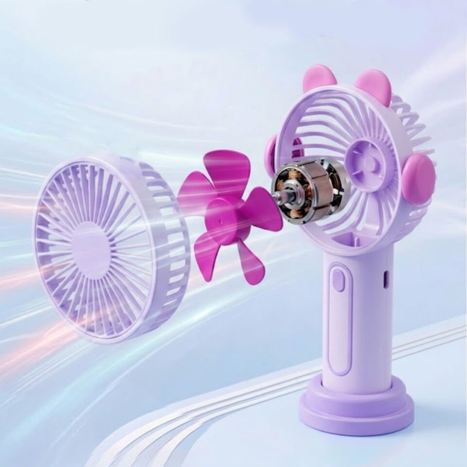 Sevimli Kulak Tasarımlı Şarjlı Mini Fan mor
