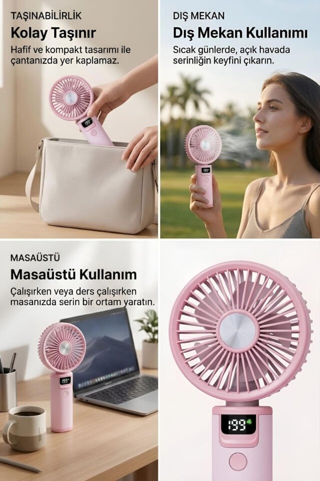 199 Hız Kademeli Fırçasız Turbo Fan pembe