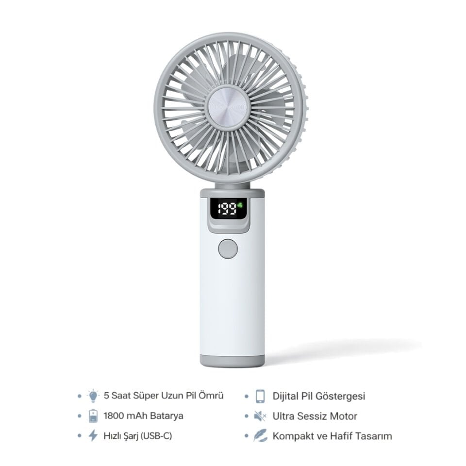199 Hız Kademeli Fırçasız Turbo Fan Gri