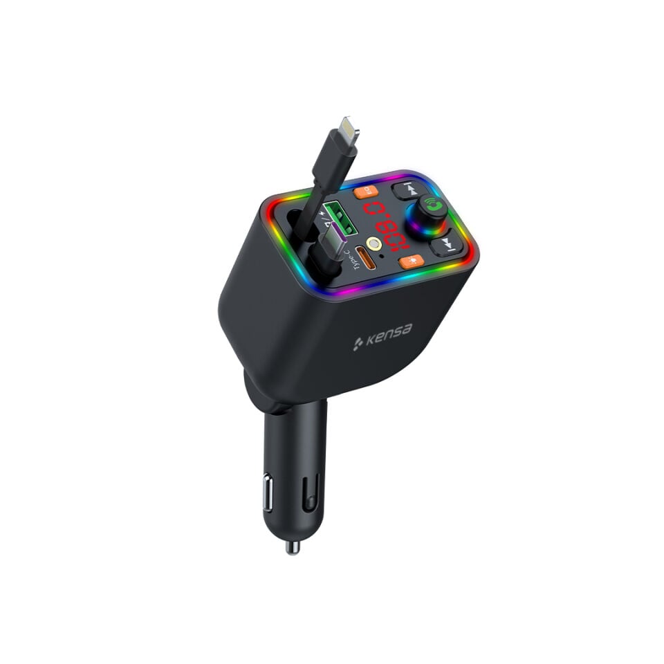 120W Bluetooth FM Transmitter Geri Çekilebilir Kablolu