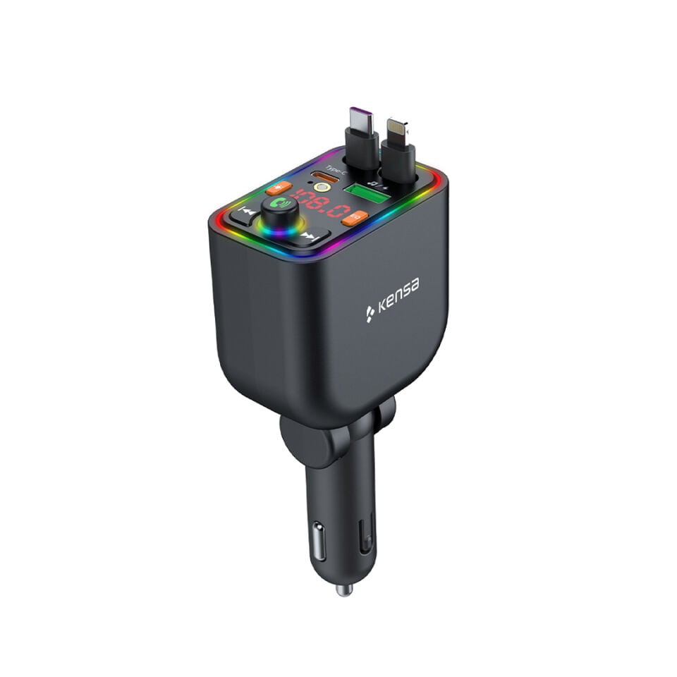 120W Bluetooth FM Transmitter Geri Çekilebilir Kablolu