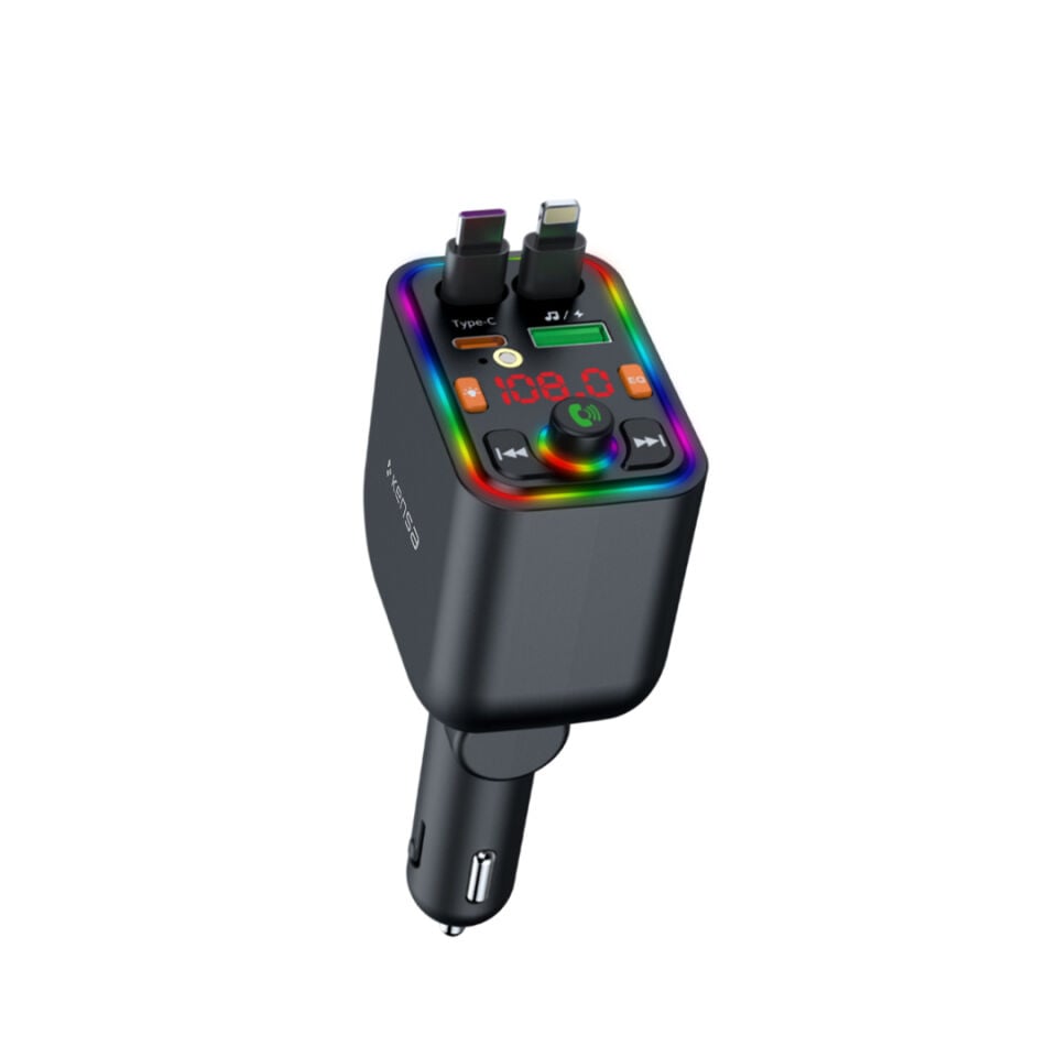 120W Bluetooth FM Transmitter Geri Çekilebilir Kablolu