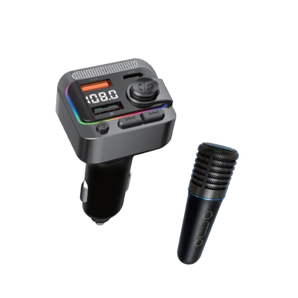 Bluetooth 5.3 Karaoke Mikrofonlu FM Transmitter