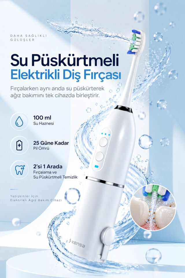 Su Püskürtmeli Elektrikli Diş Fırçası ve Ağız Bakım Cihazı