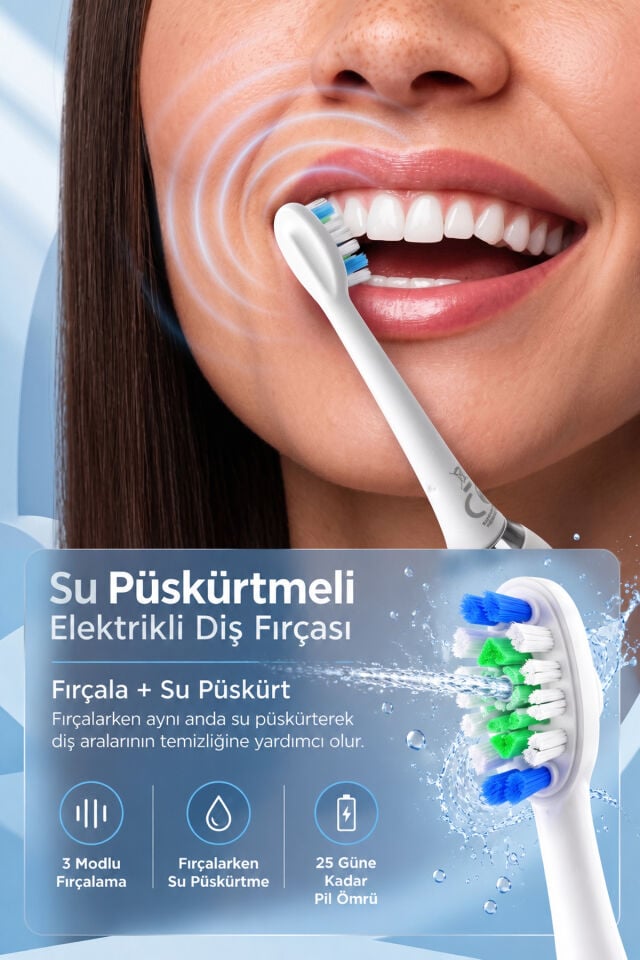 Su Püskürtmeli Elektrikli Diş Fırçası ve Ağız Bakım Cihazı