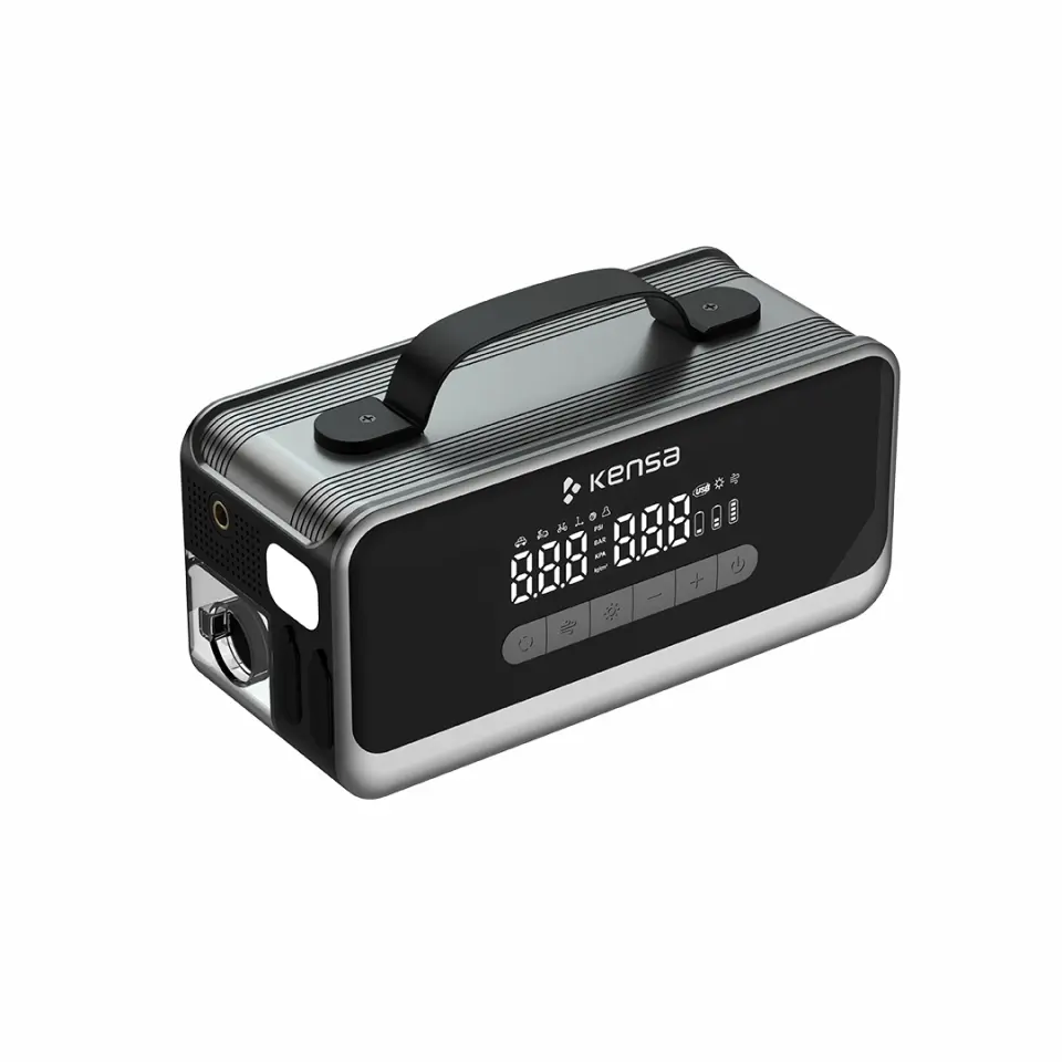 18.000 mAh Çok Fonksiyonlu Araç Akü Takviye Cihazı, 160 PSI Hava Kompresörü ve Powerbank