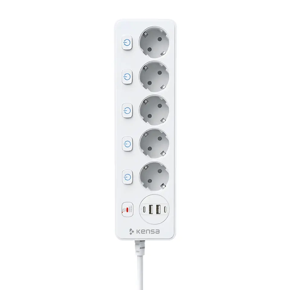 2500W 5 AC + 4 USB Akım Korumalı Çoklu Priz ve Şarj İstasyonu