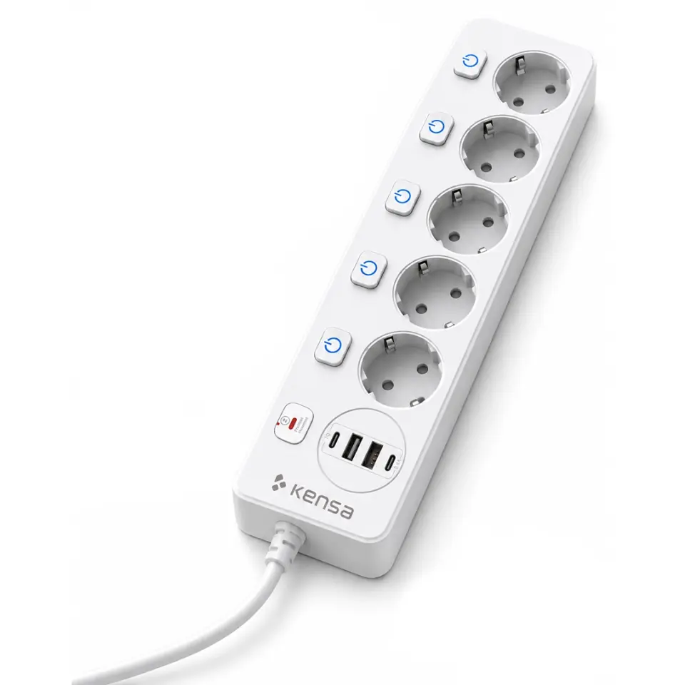2500W 5 AC + 4 USB Akım Korumalı Çoklu Priz ve Şarj İstasyonu