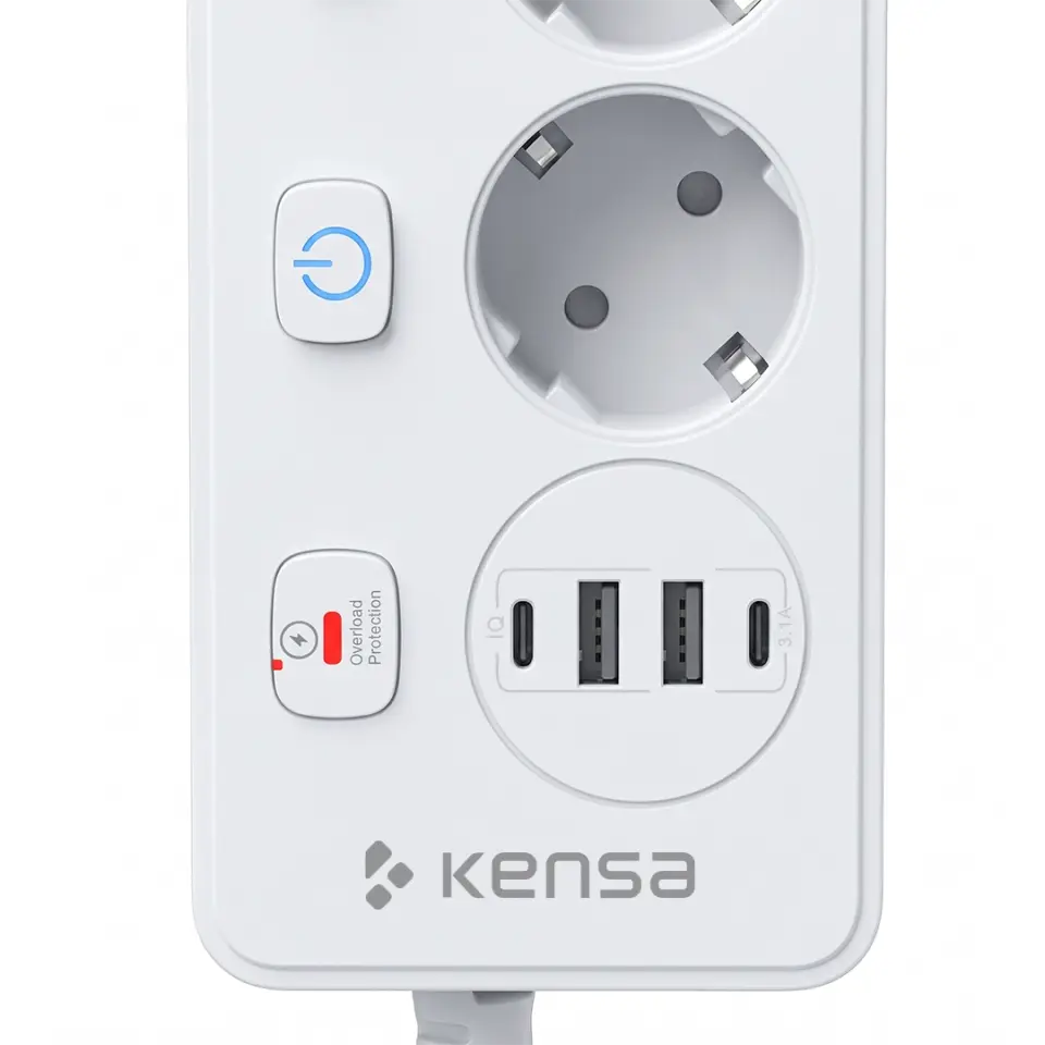 2500W 5 AC + 4 USB Akım Korumalı Çoklu Priz ve Şarj İstasyonu