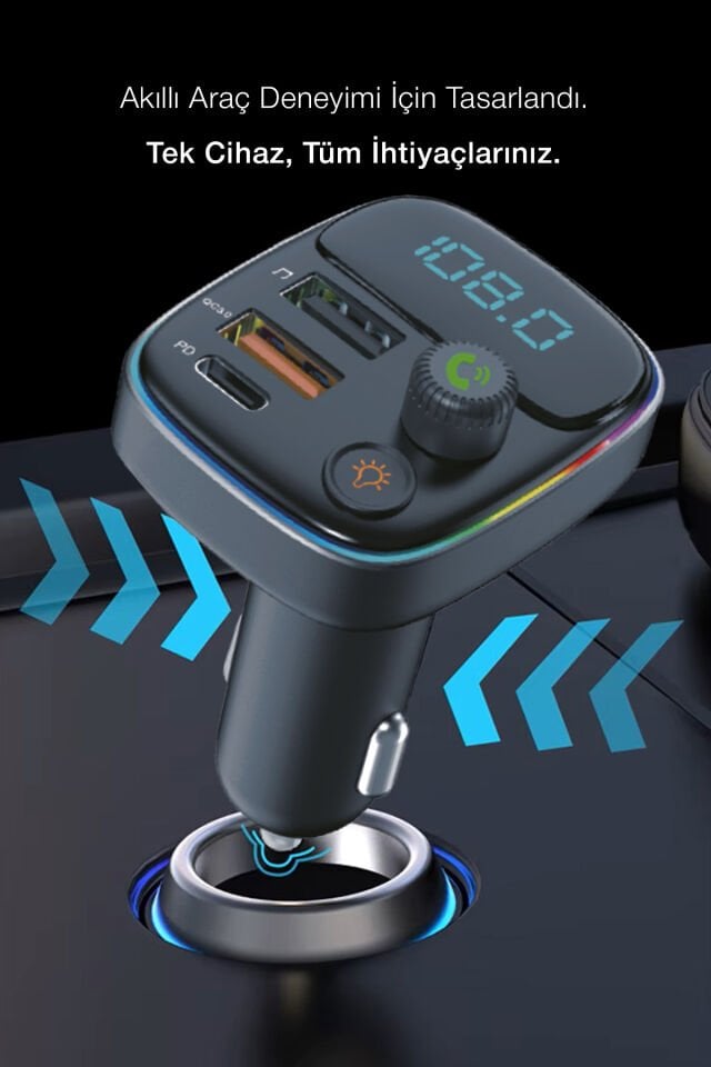 Bluetooth FM Transmitter & Hızlı Araç Şarj Kiti