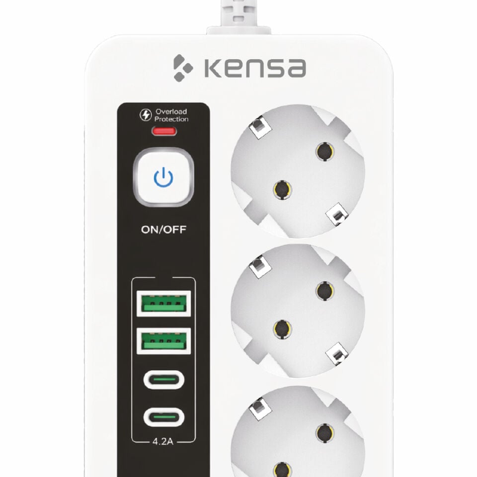 2500W 5 AC + 4 USB LED Aydınlatmalı Akım Korumalı Masaüstü Çoklu Priz