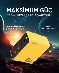 GN-1 (2x Type-C 2x Usb-A) GaN3 Pro Süper Hızlı Şarj Başlığı