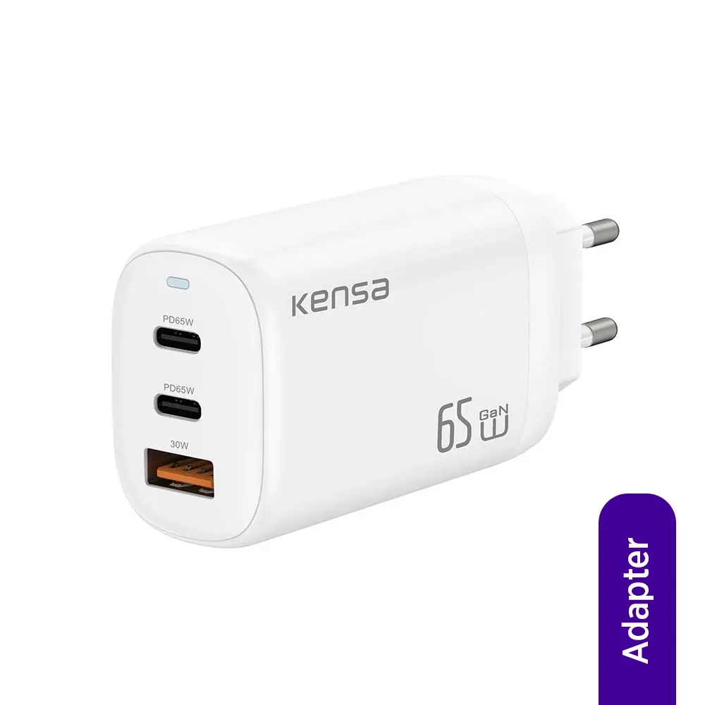 GN-2 (2xUsb-C 1xUsb-A ) 65W GaN3 Pro Süper Hızlı Şarj Başlığı