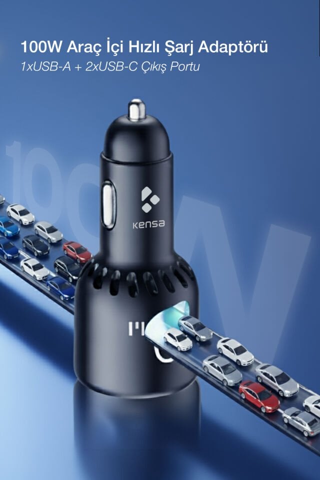 100W Süper Hızlı Araç İçi Şarj Adaptörü