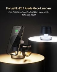 LD-44 4'ü 1 Arada Kablosuz Şarj İstasyonu