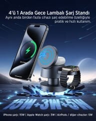 LD-44 4'ü 1 Arada Kablosuz Şarj İstasyonu