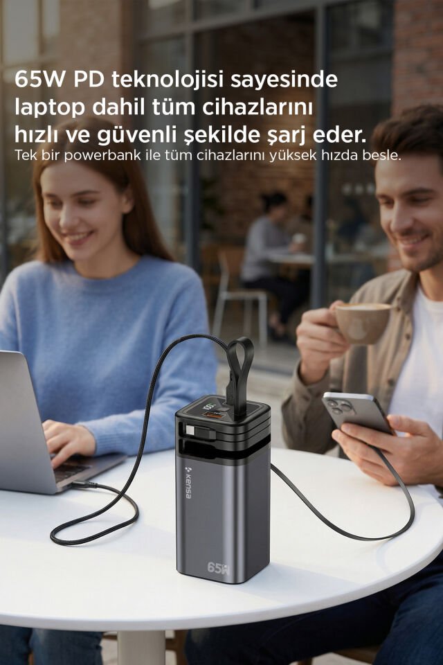 65W PD 20.000mAh Süper Hızlı Şarj Powerbank