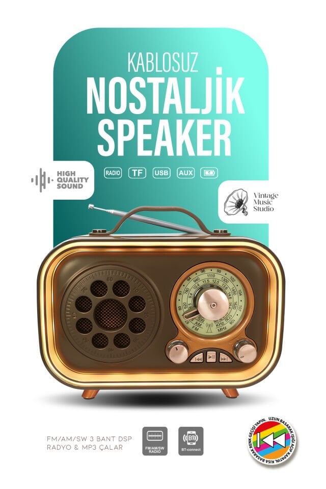 Dinamik Renkli Aydınlatmalı Nostaljik Speaker