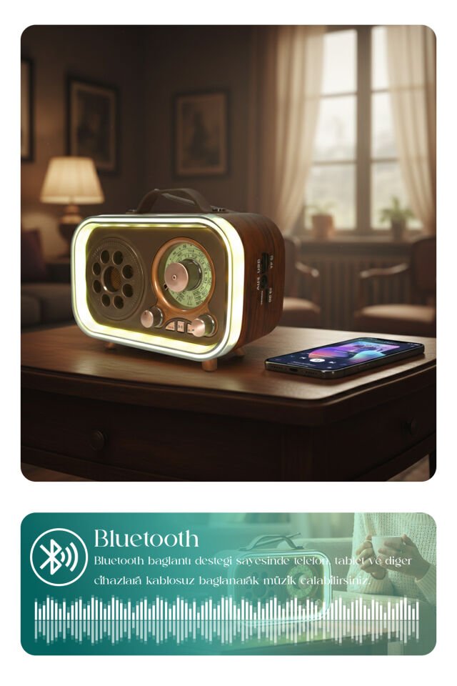 Dinamik Renkli Aydınlatmalı Nostaljik Speaker