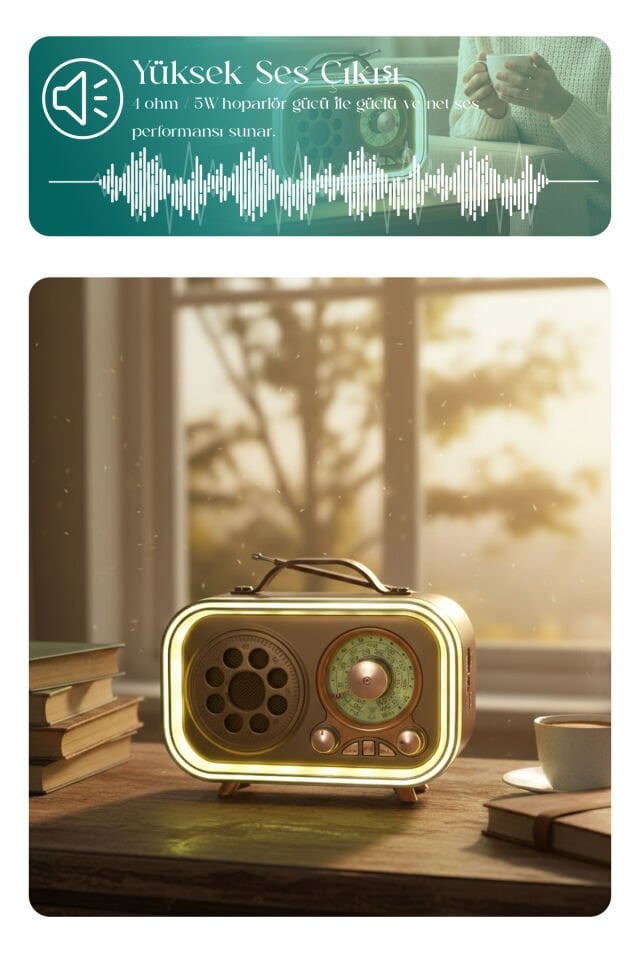 Dinamik Renkli Aydınlatmalı Nostaljik Speaker