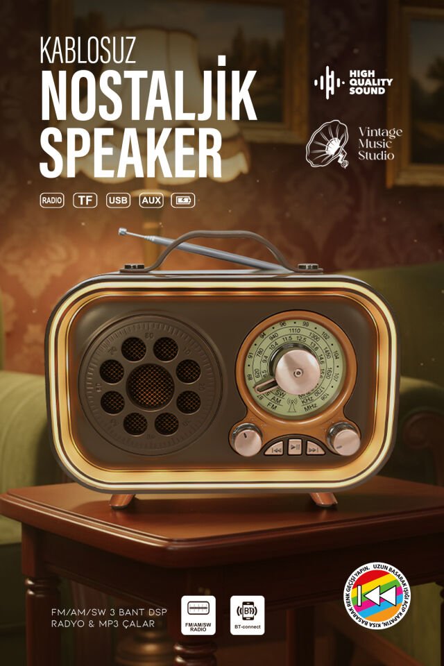 Dinamik Renkli Aydınlatmalı Nostaljik Speaker