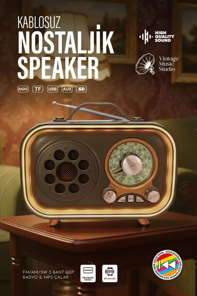Dinamik Renkli Aydınlatmalı Nostaljik Speaker